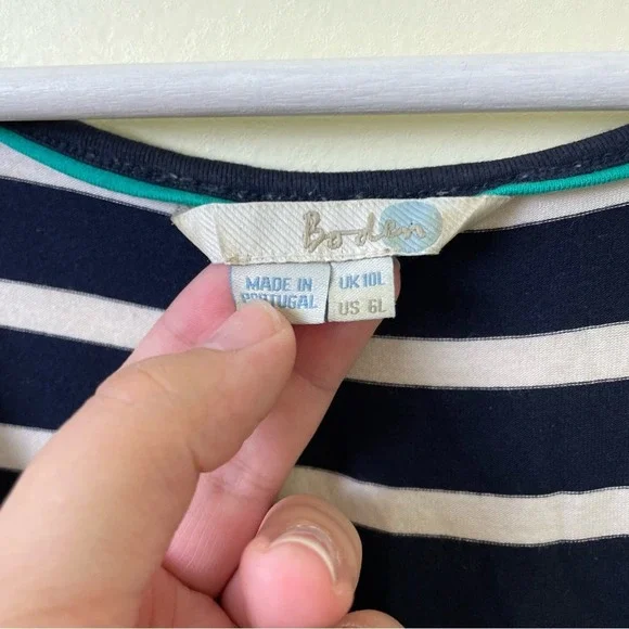 Boden Black & White Stripe Swing Tank Dress SZ 6L - Picture 3 of 9